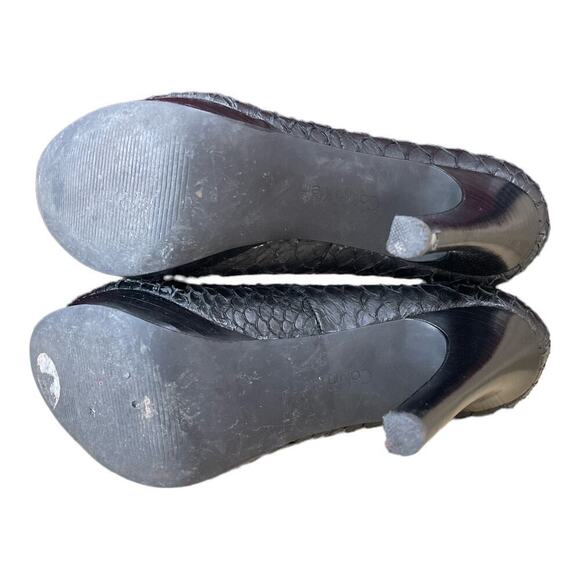 Calvin Klein Black Leather Platform Pumps Heels Reptile Texture Women's Size 9M - Picture 6 of 8